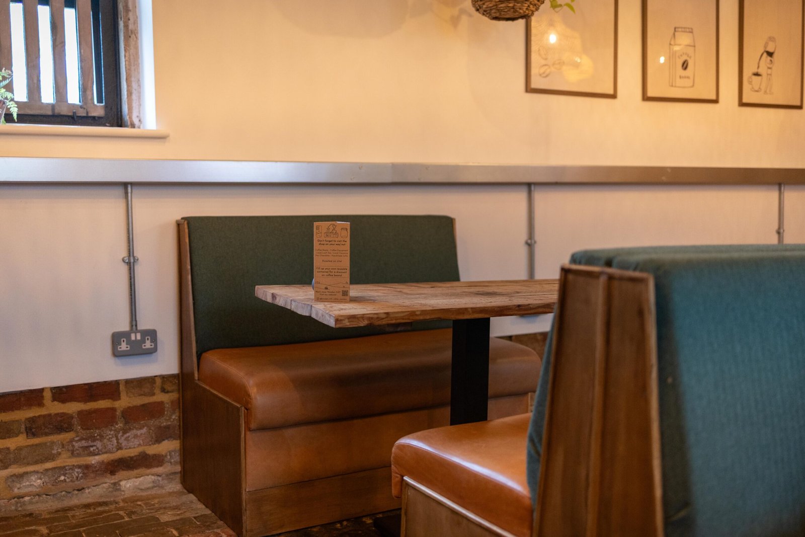 Refurbished leather booth seating at Wooden Hill's Haynes cafe