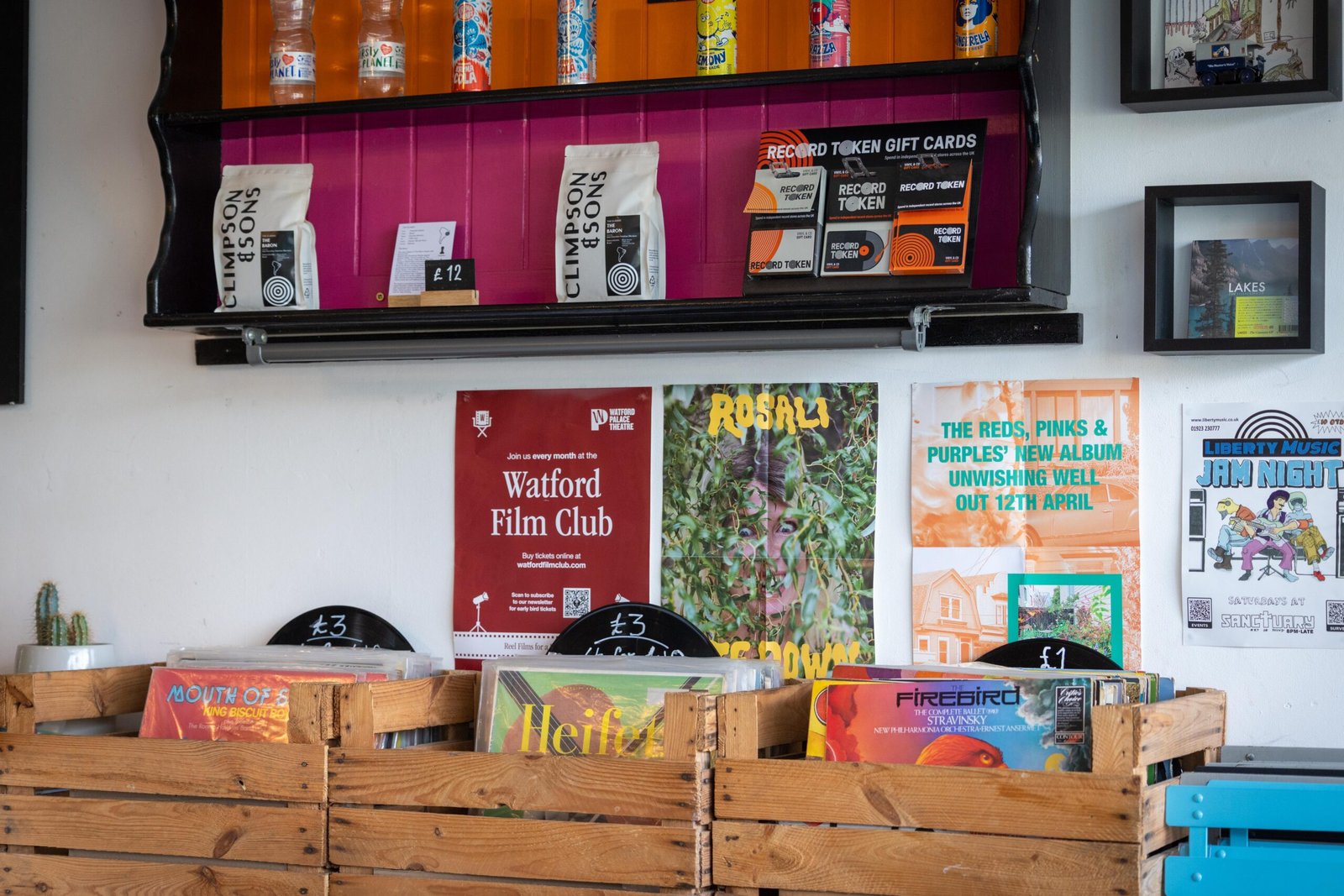 Record bins packed with new releases and second-hand discoveries