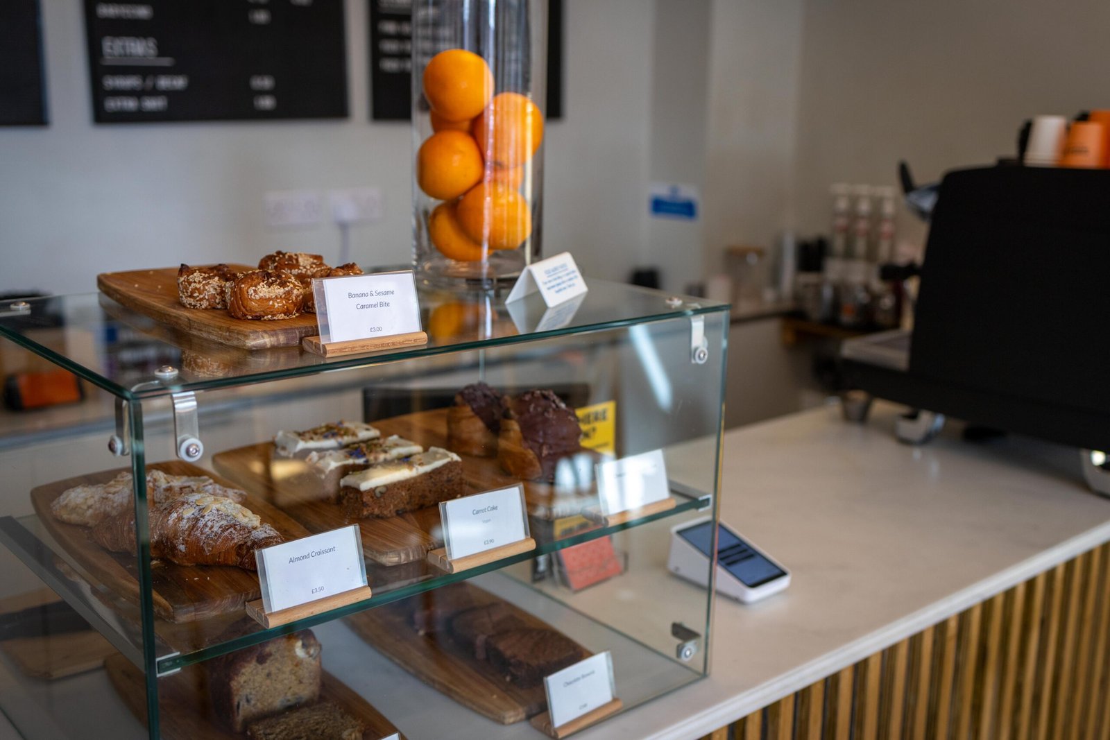 Grilled cheese sandwiches and filled bagels on the counter